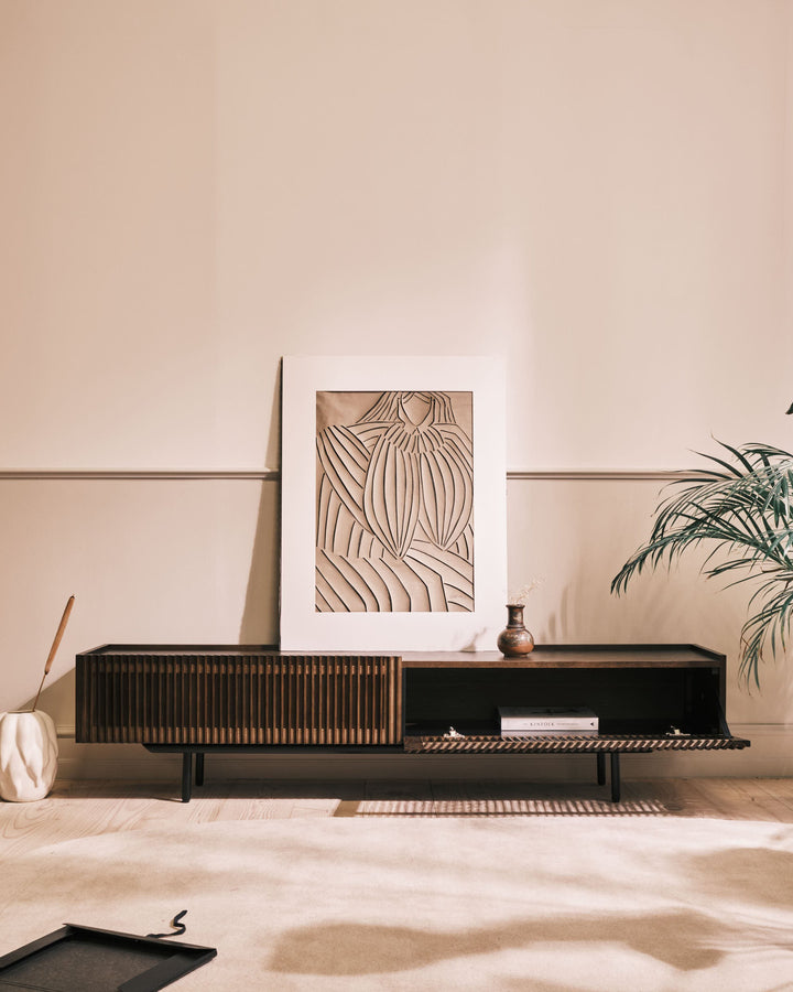 Tv bord m. lameller 185cm, Røget eg - Louvre