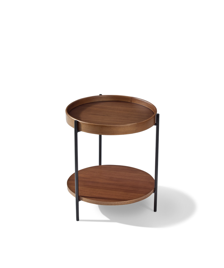 Platter - Rundt sidebord i brun valnød ø44cm