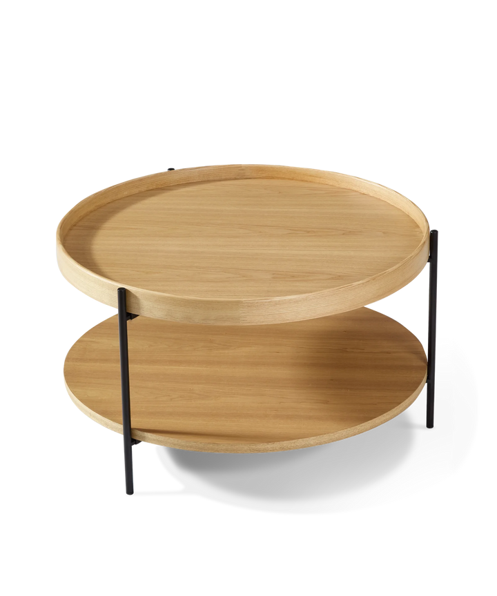 Platter - Rundt sofabord i lyst træ ø70cm