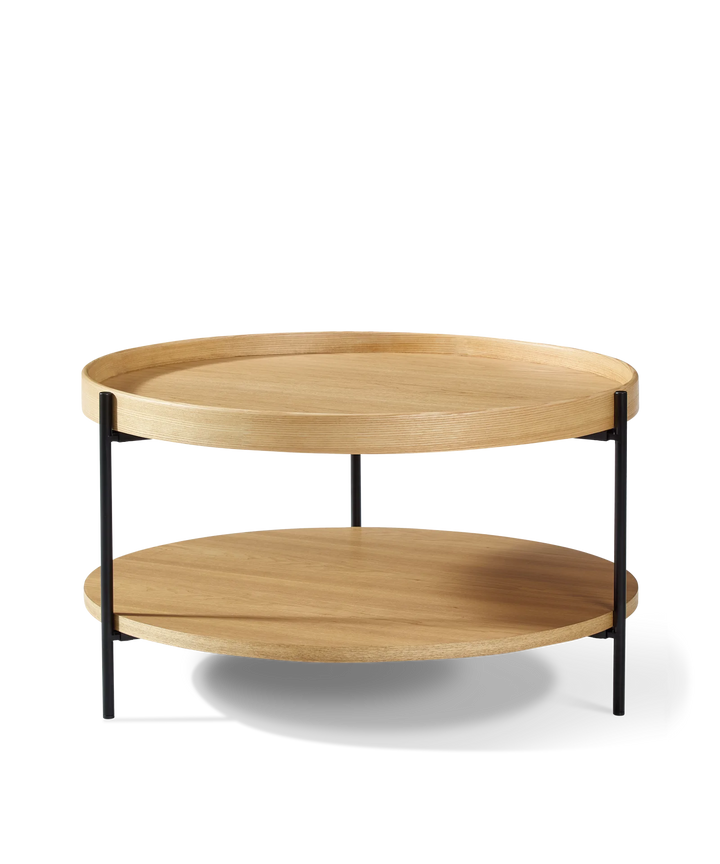 Platter - Rundt sofabord i lyst træ ø70cm