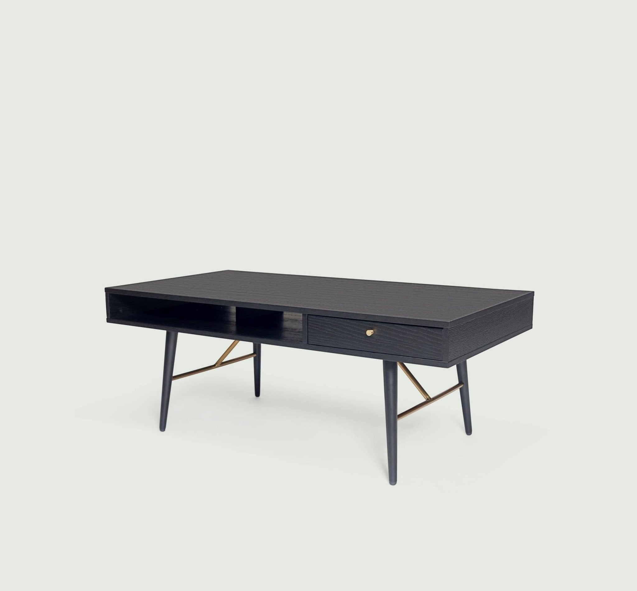 Dawn rektangulær sofabord med skuffe - Sort eg - Njordec - med opbavering - designer sofabord - firkantet - rektangulær