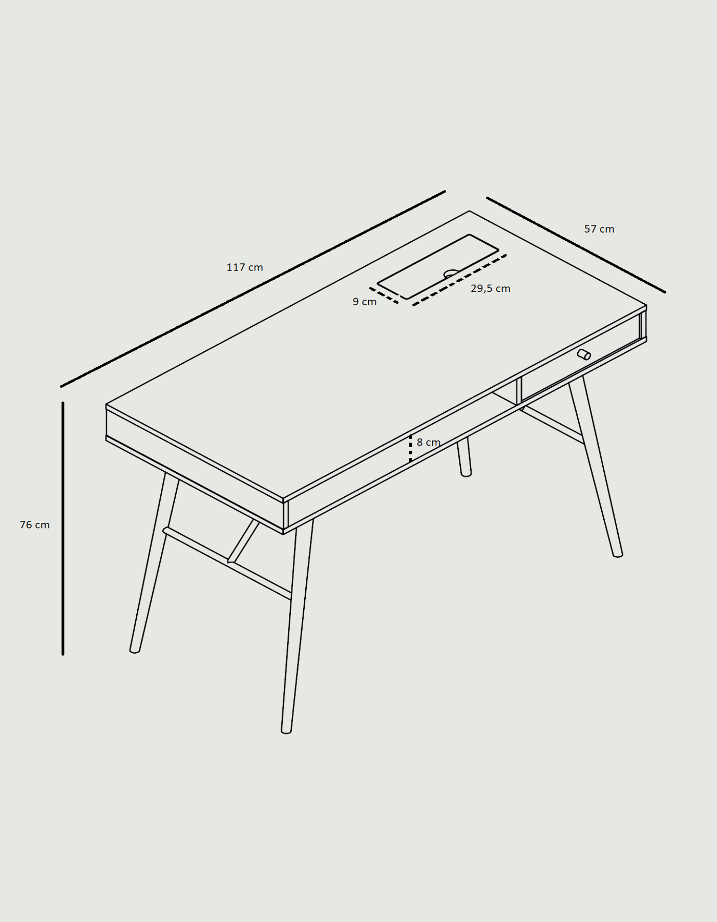 Sort skrivebord i eg - Dawn - Njordec - skrivebord i egetræ - træ skrivebord - design skrivebord - arbejdsbord - hjemmekontor