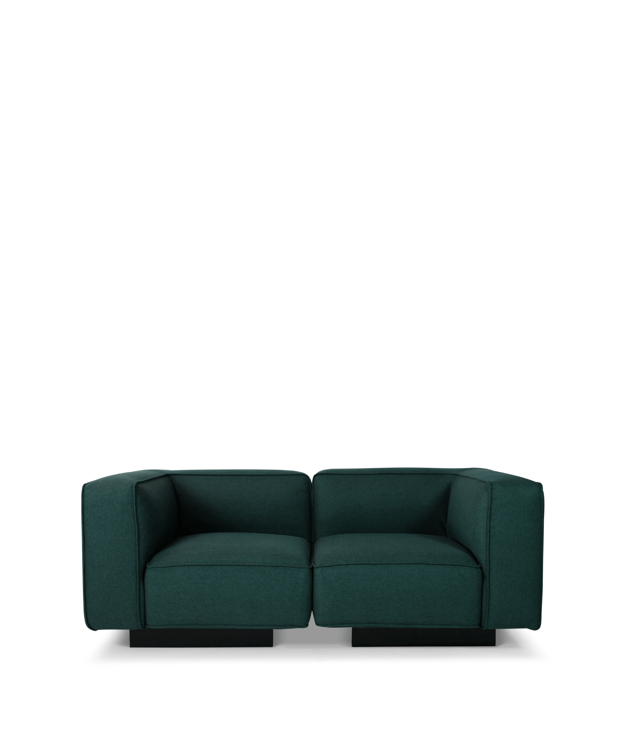 Njordec 2,5 personer sofa i petrol blå farve med sokkel i firkantet design