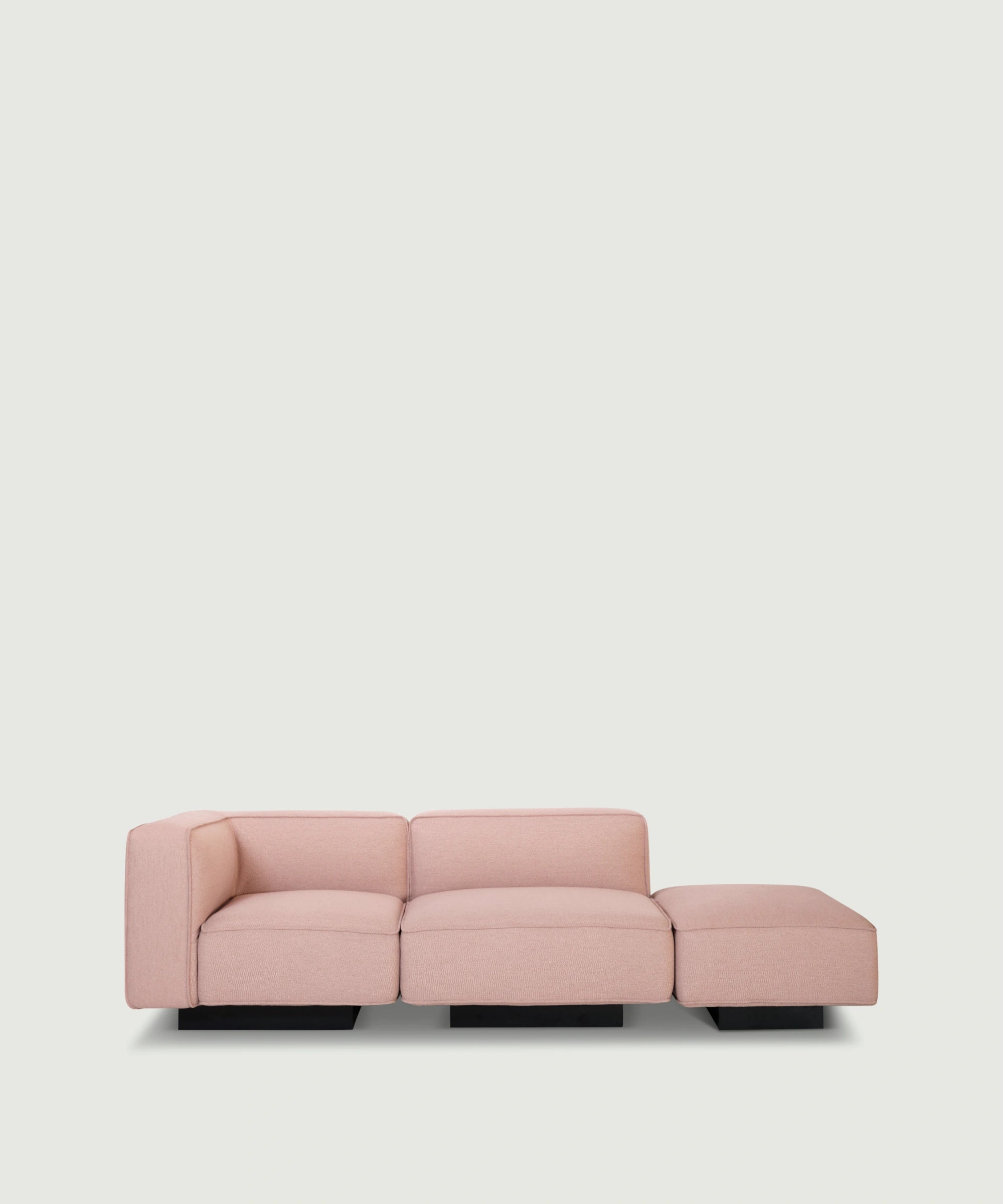 open end sofa til 3 personer I lys pink beige farve