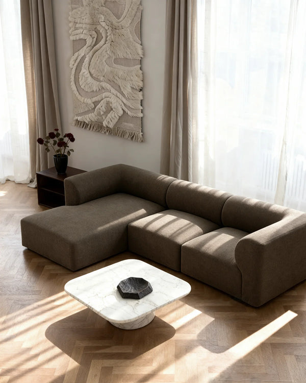 Paragraph XL chaiselong sofa venstre 279cm, Farve cube 10 Brun #farve_cube-10-brown-smudsafvisende
