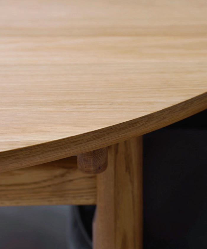 Carno rundt udtræksbord, Natur egetræ - Ø120cm