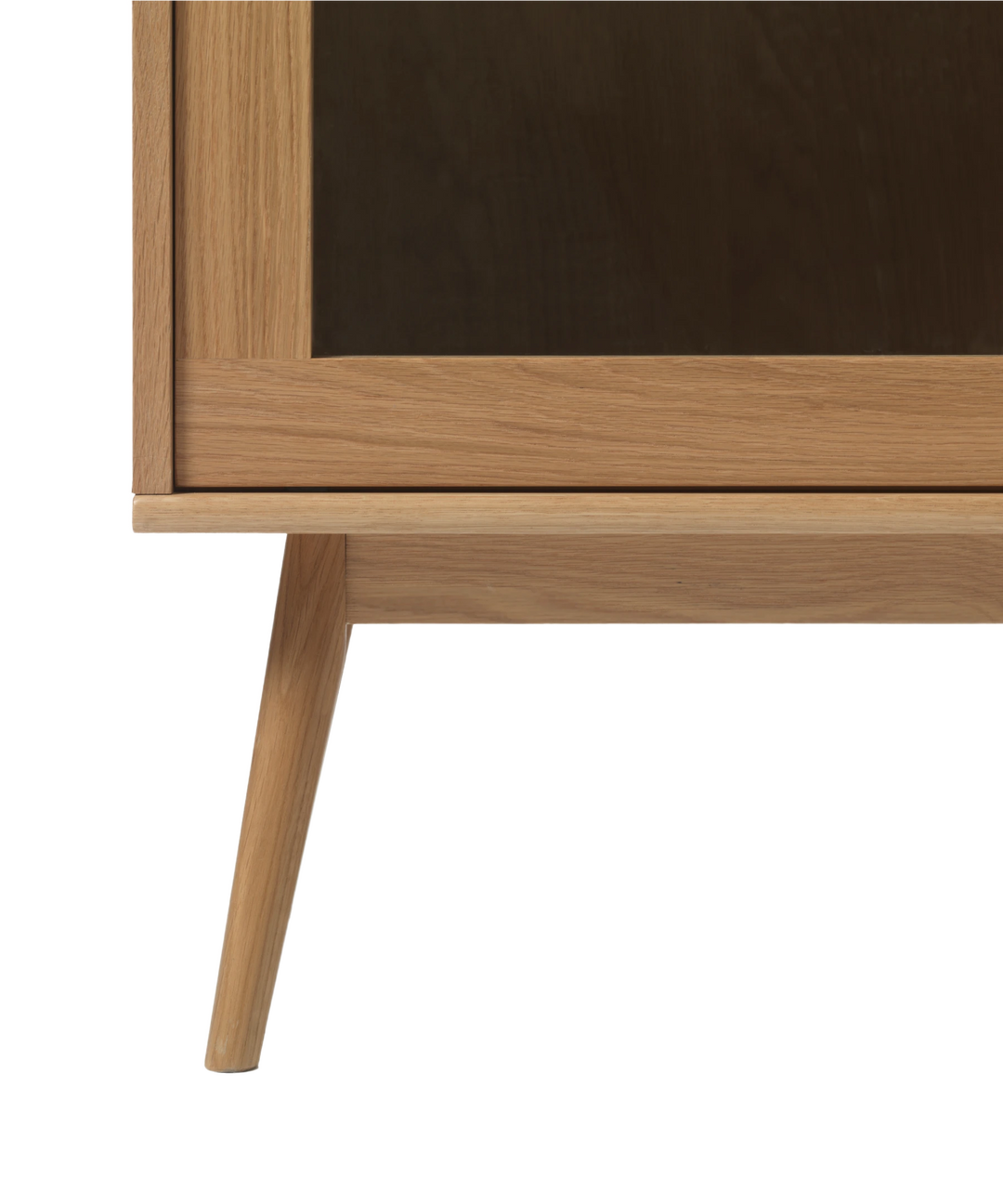 Barrali glas vitrineskab med flet 160cm, Natur egetræ