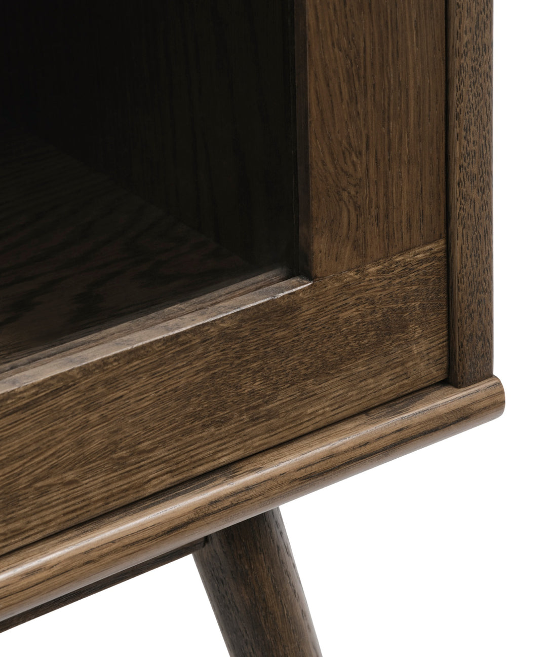 Barrali glas vitrineskab med flet 160cm, Brun egetræ