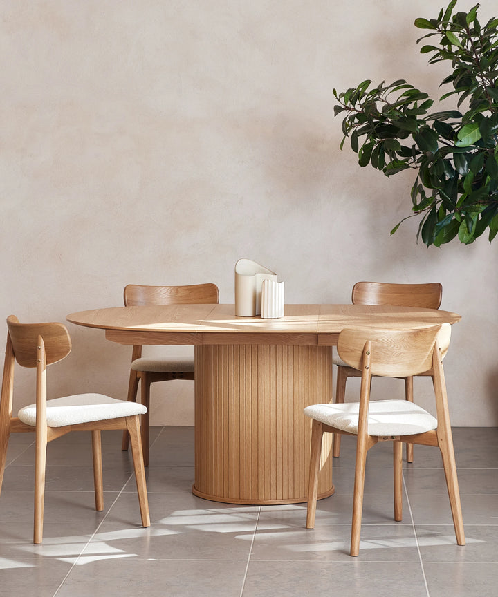 Nola udtræksbord 120-168x95cm oval, Natur egetræ