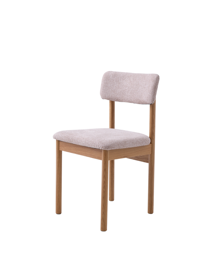 Spisebordstol i olieret natur eg, sandfarvet stof - Canora