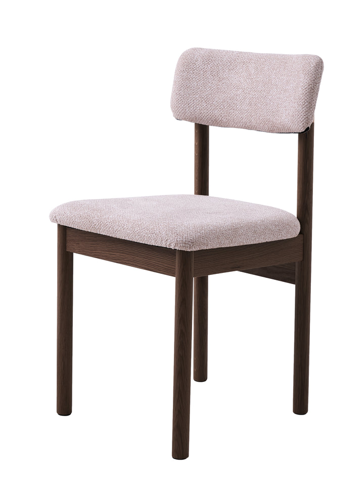 Spisebordstol i mørkebrun eg, sandfarvet stof - Canora