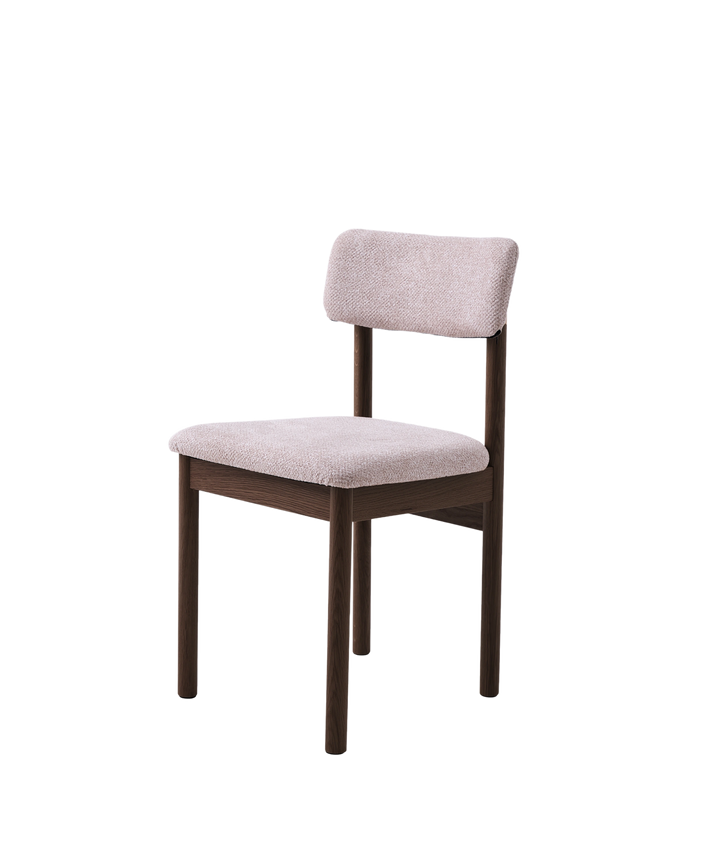 Spisebordstol i mørkebrun eg, sandfarvet stof - Canora