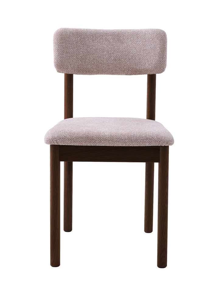 Spisebordstol i mørkebrun eg, sandfarvet stof - Canora