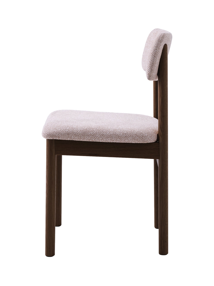 Spisebordstol i mørkebrun eg, sandfarvet stof - Canora