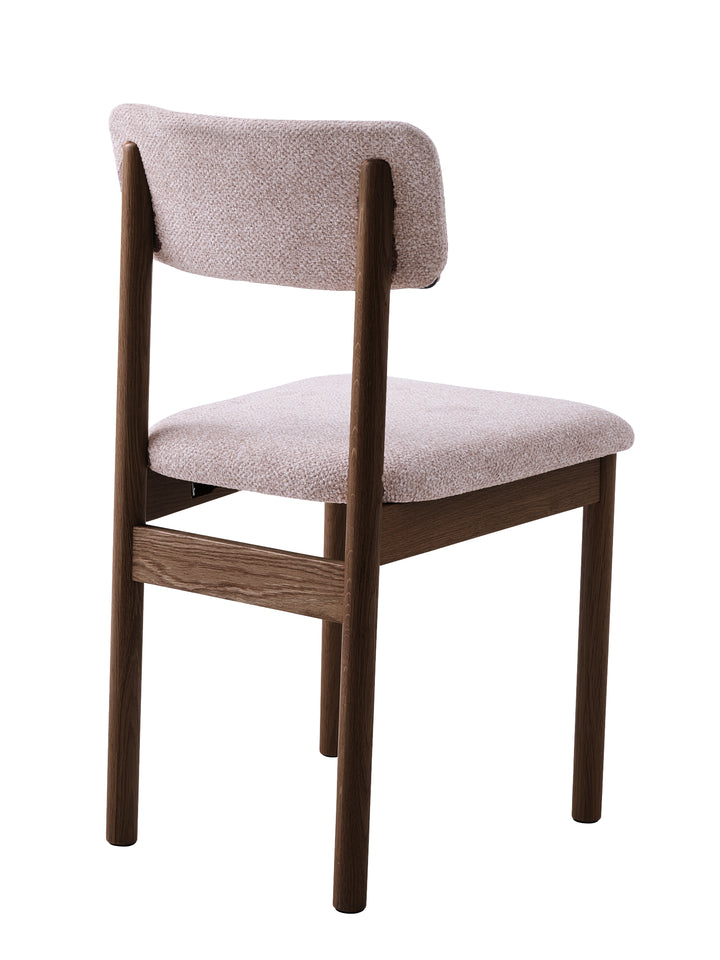 Spisebordstol i mørkebrun eg, sandfarvet stof - Canora