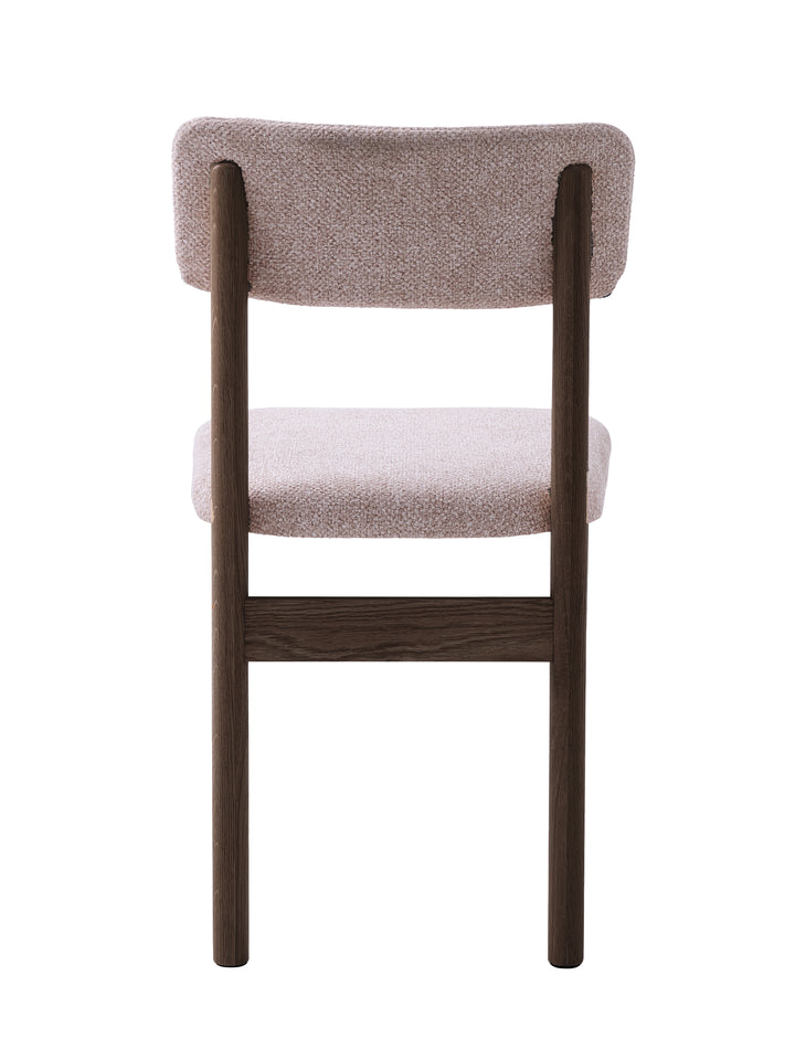 Spisebordstol i mørkebrun eg, sandfarvet stof - Canora