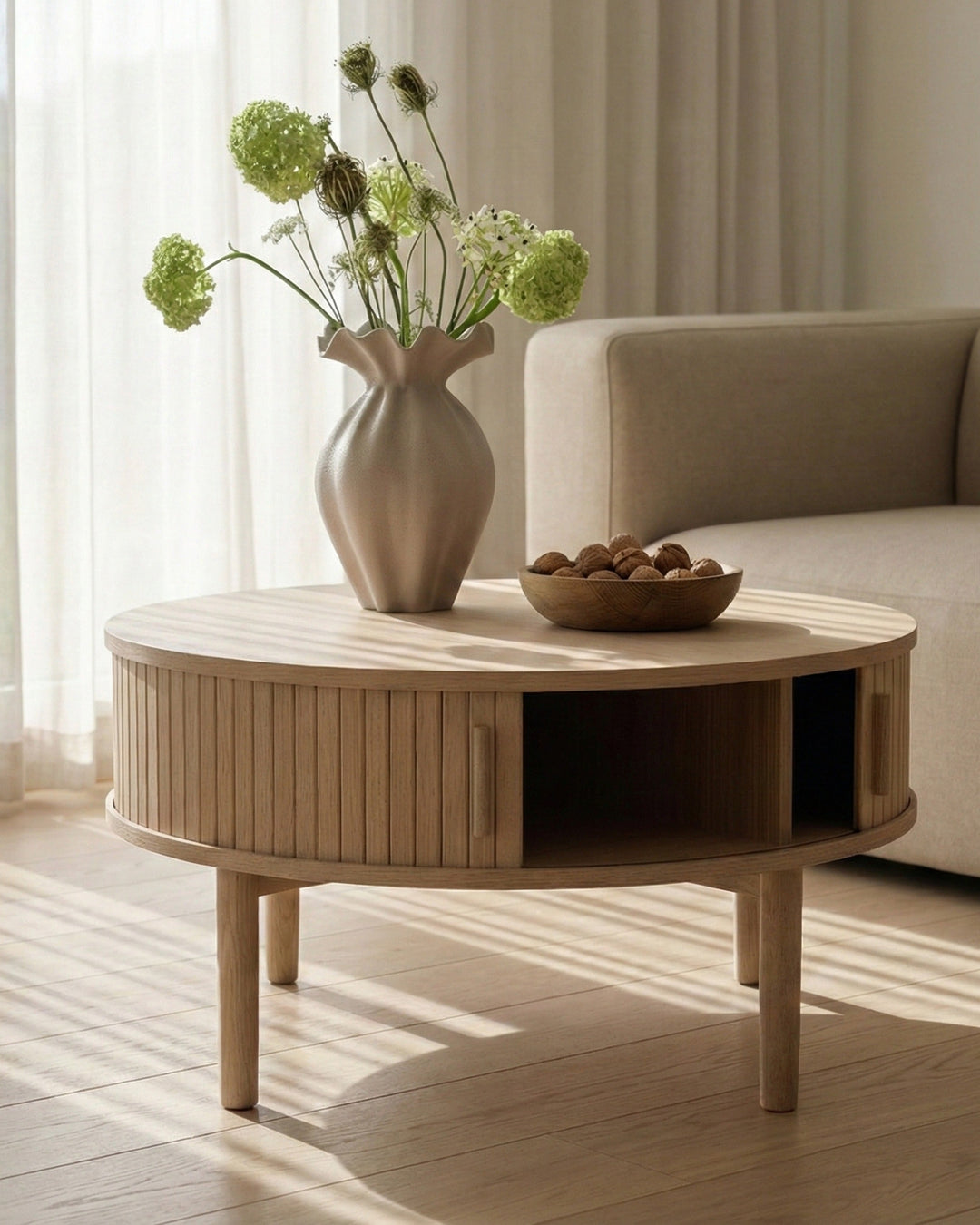 Meta sofabord ø85cm, Lys egetræ