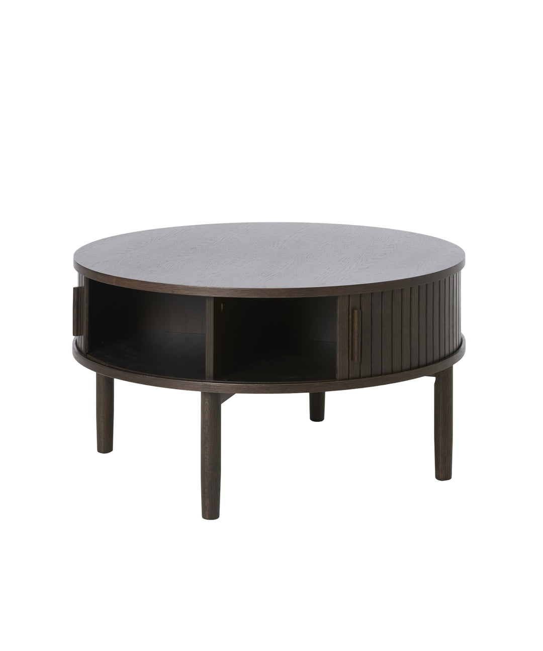 Meta sofabord ø85cm, Mørkebrun egetræ