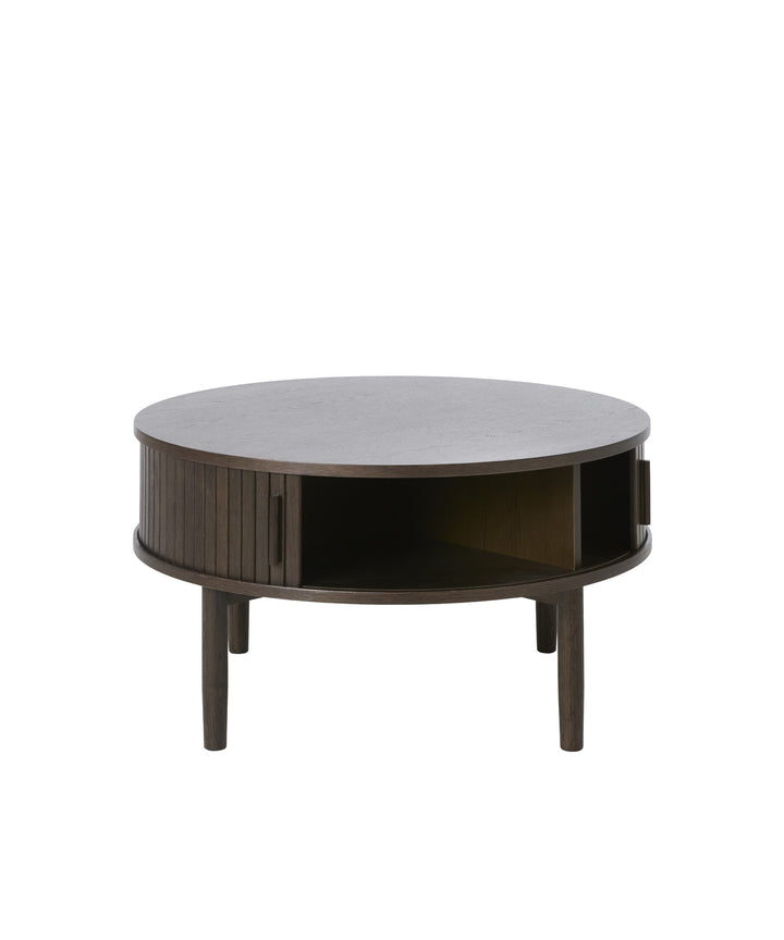 Meta sofabord ø85cm, Mørkebrun egetræ