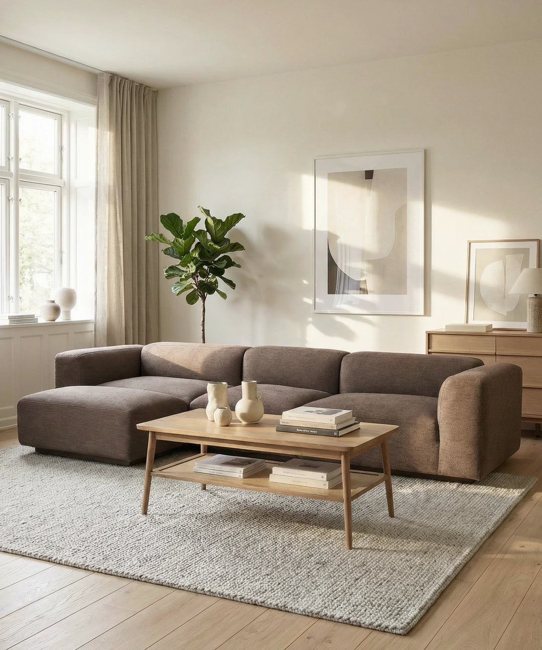 Beluga 4,5 personers chaiselong sofa, 318cm