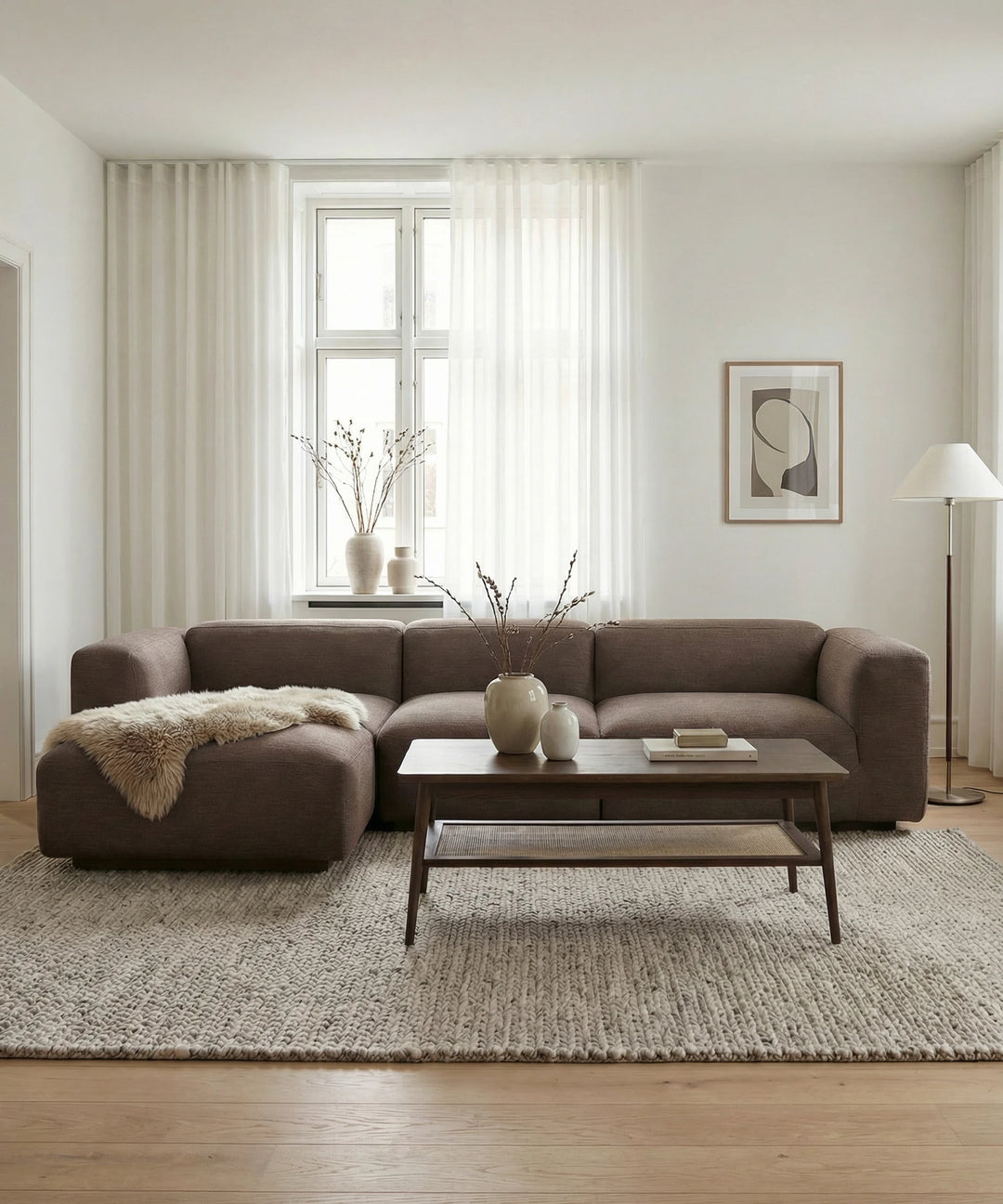 Beluga 4,5 personers chaiselong sofa, 318cm