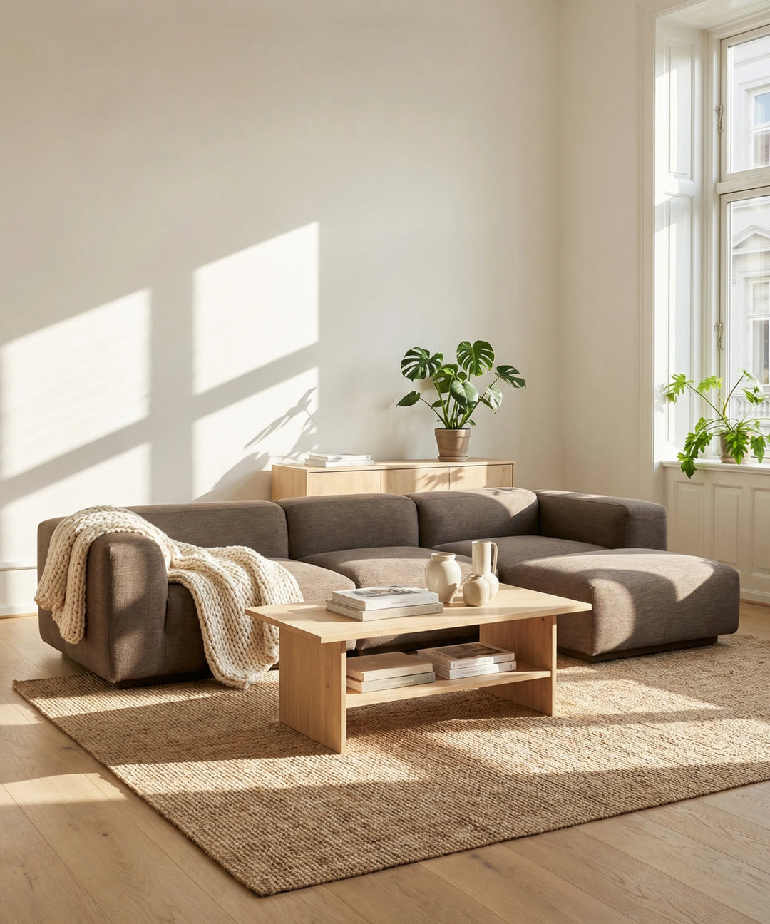 Beluga 4,5 personers chaiselong sofa, 318cm
