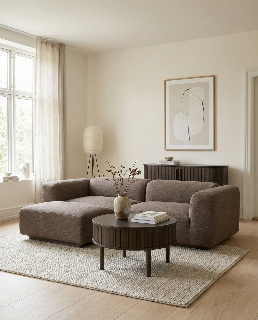 Meta sofabord ø85cm, Mørkebrun egetræ