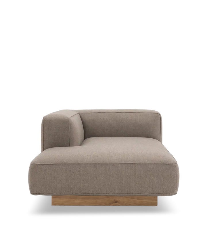 Utopia højre chaiselong modul  egetræs sokkel #farve_nordic-weave-23-dark-beige