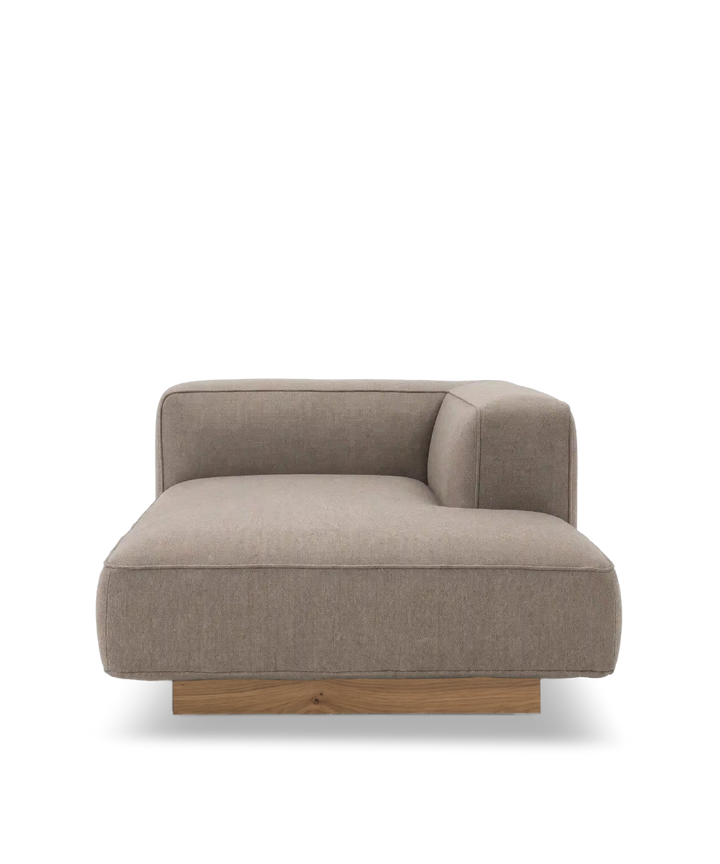 Utopia højre chaiselong modul  egetræs sokkel #farve_nordic-weave-23-dark-beige