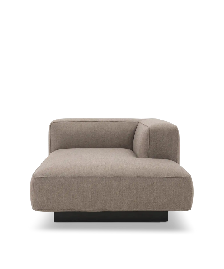 Utopia højre chaiselong modul  Sort sokkel #farve_nordic-weave-23-dark-beige