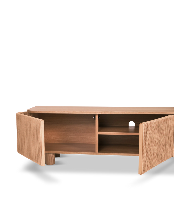 Twine tv-bord med papirflet i lys egetræ, 170cm