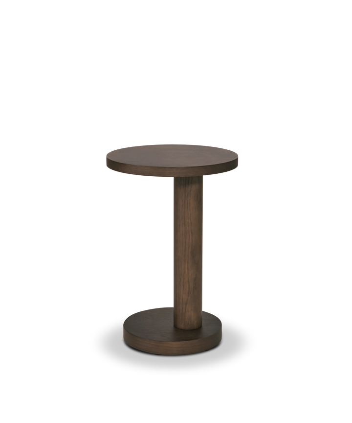 Parallel sidebord røget eg, højde 52cm