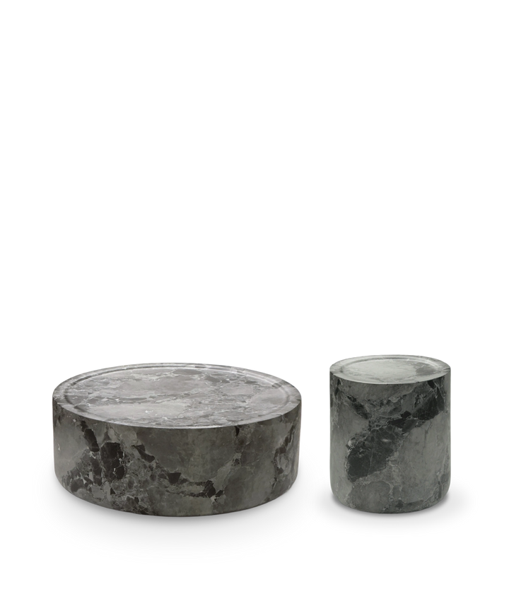 Lazio sofabord sæt, mørk grå marmor - Ø80 og Ø40cm