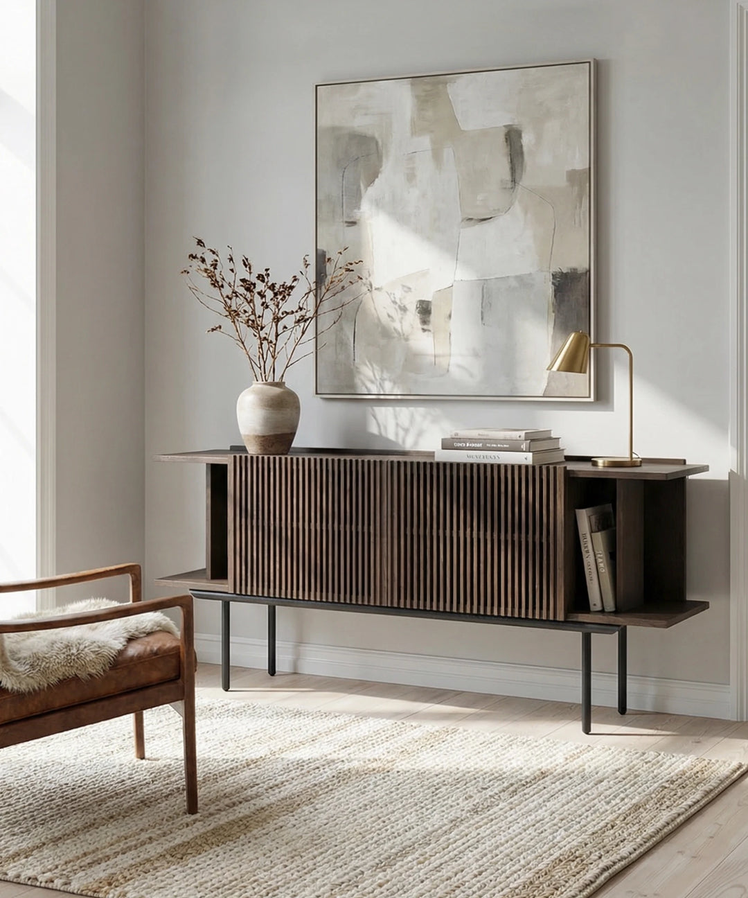 Stor skænk m. lameller, Røget eg 175cm  - Louvre