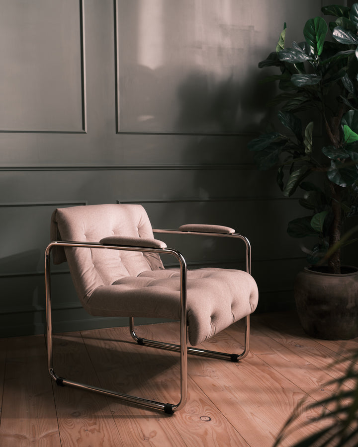 Parallel lounge stol - Beige Mohair