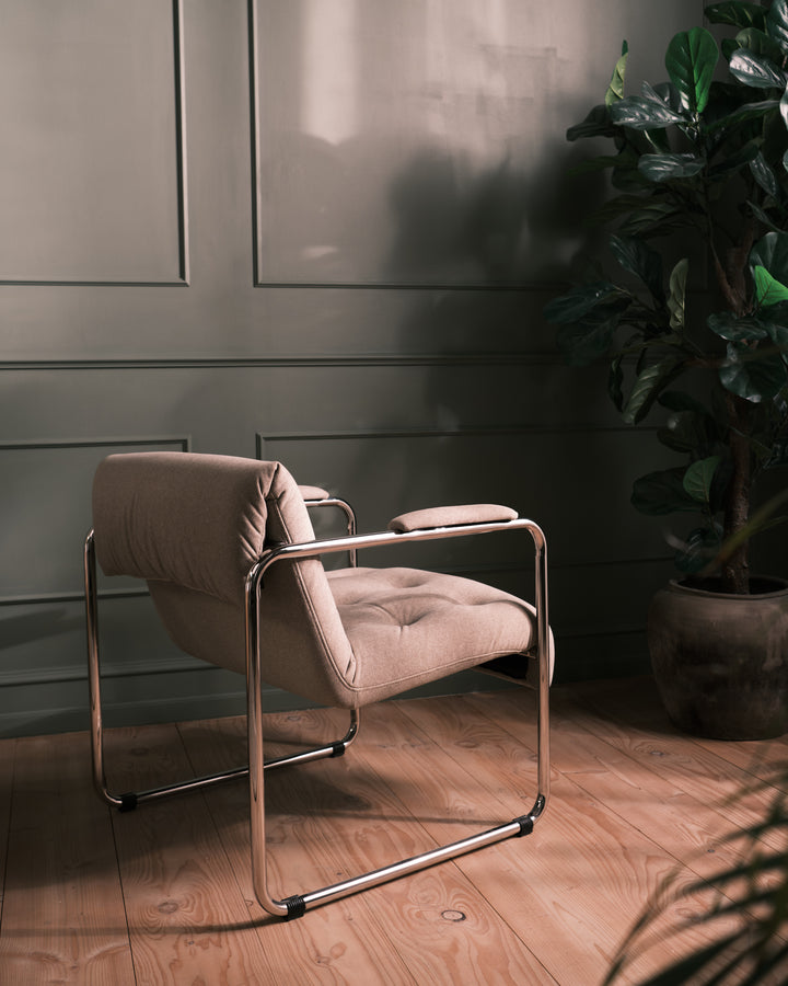 Parallel lounge stol - Beige Mohair
