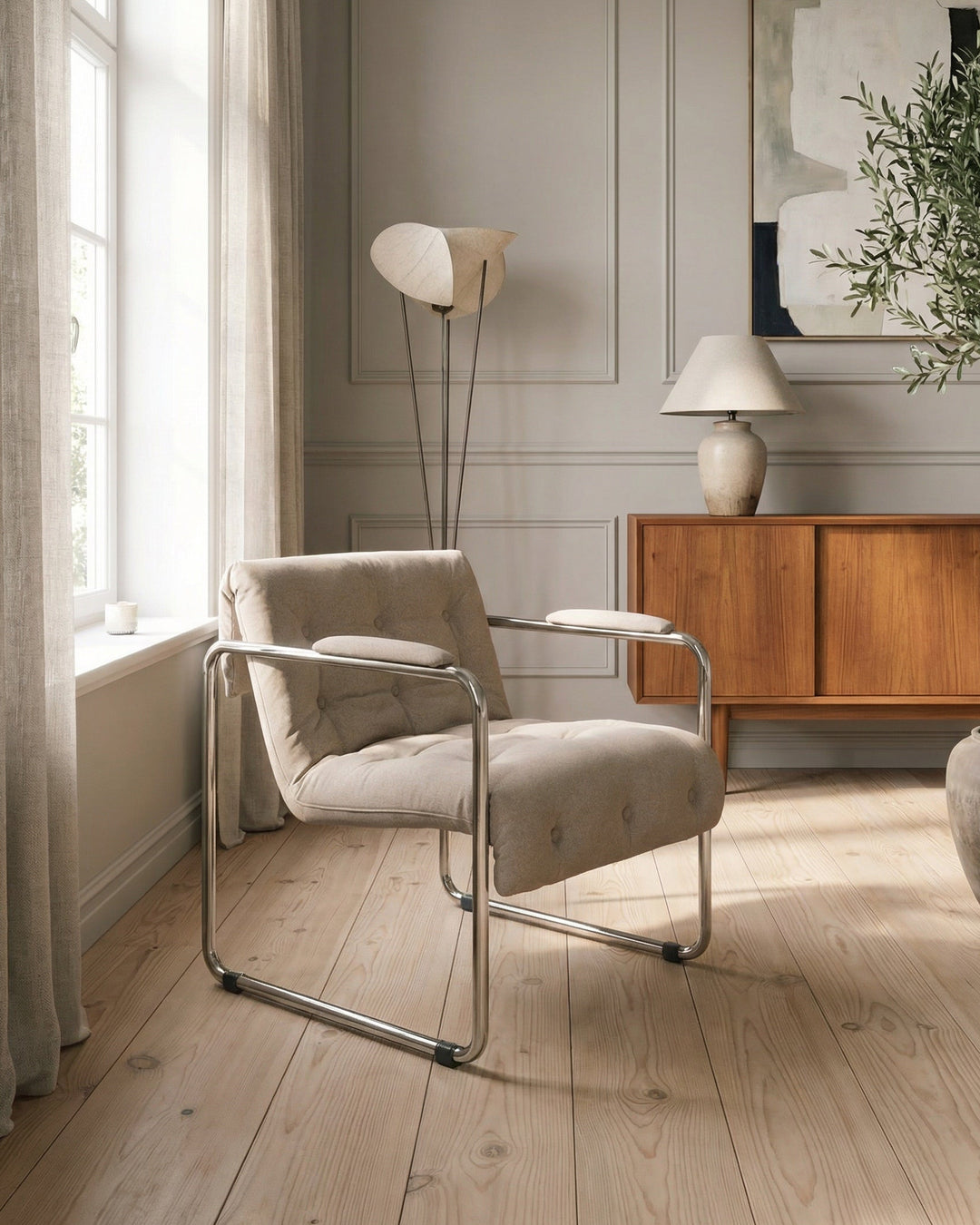 Parallel retor lounge lænestol lys beige stof