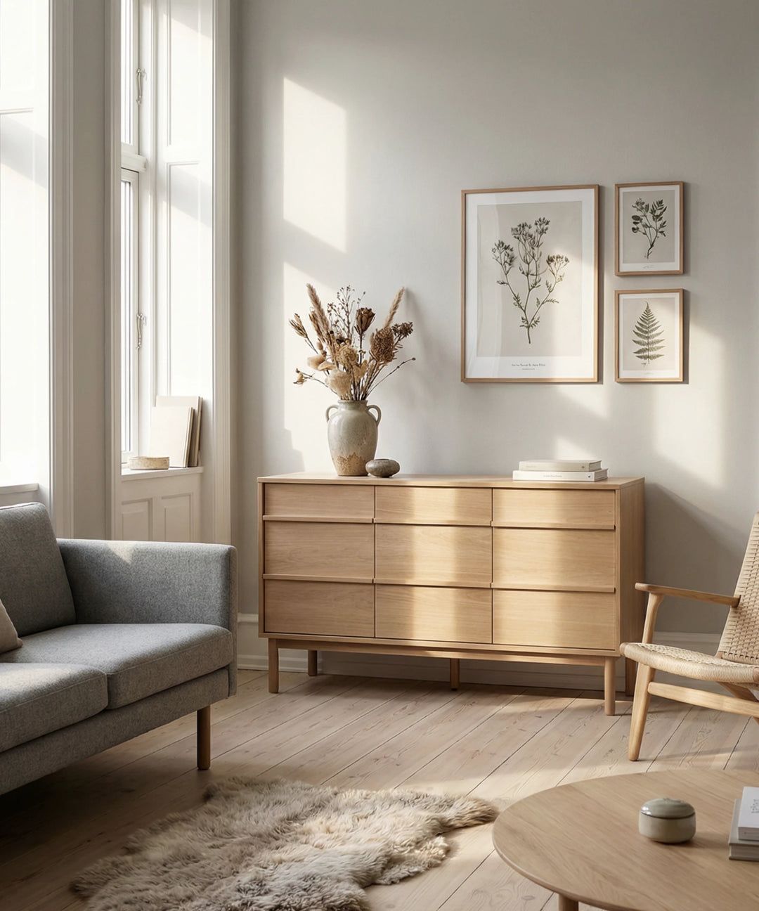 Ponza skænk 140cm, Natur egetræ