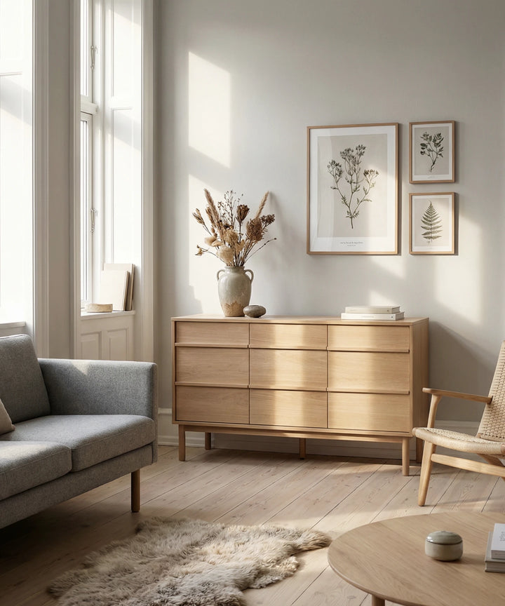 Ponza skænk 140cm, Natur egetræ