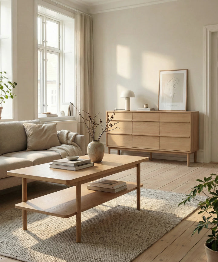 Ponza sofabord 120x60 cm, Naturlig egetræ