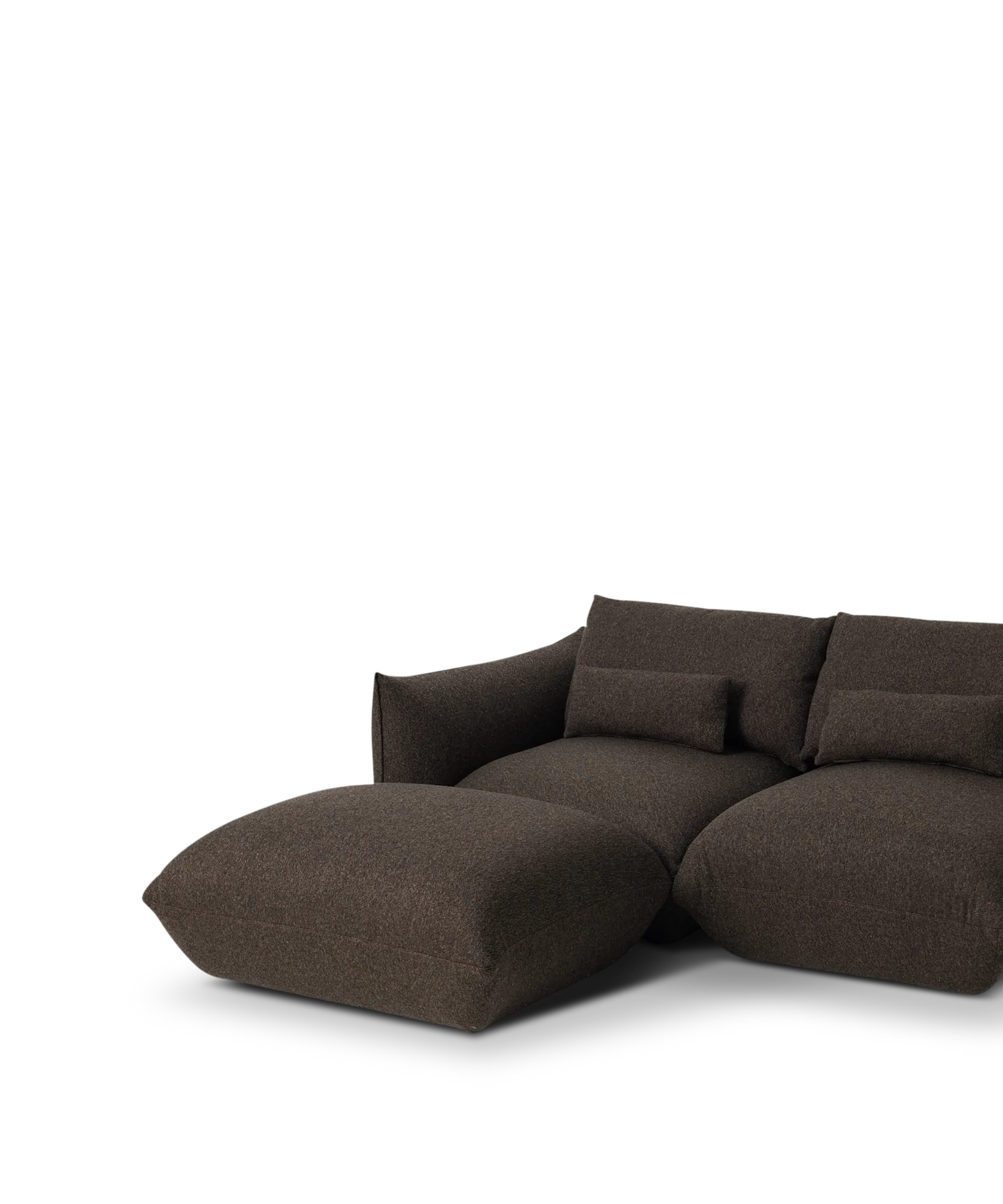 Bown puffy sofa with chaise