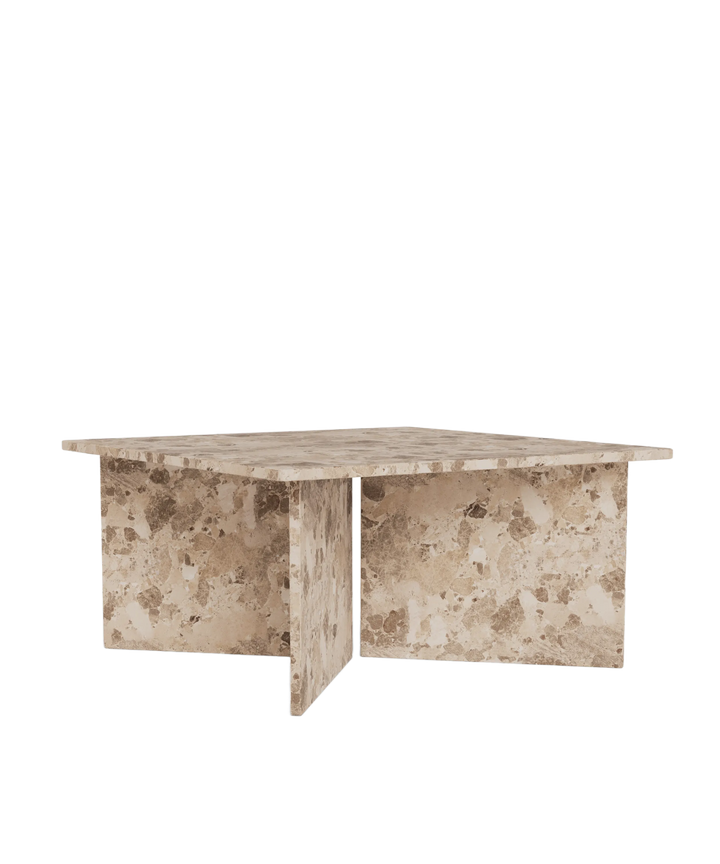 Lattefarvet marmor sofabord, firkantet 90x90cm
