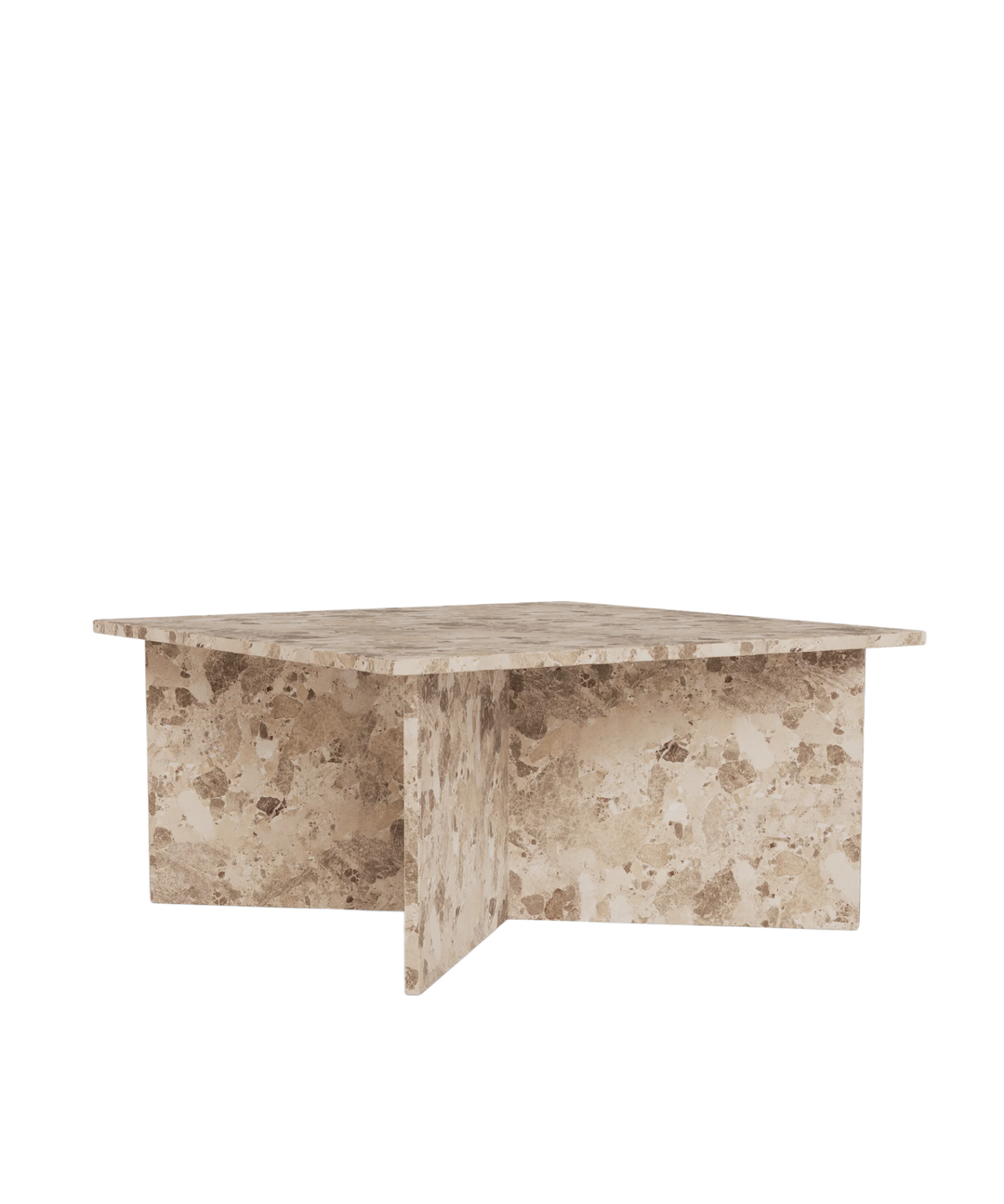 Lattefarvet marmor sofabord, firkantet 90x90cm
