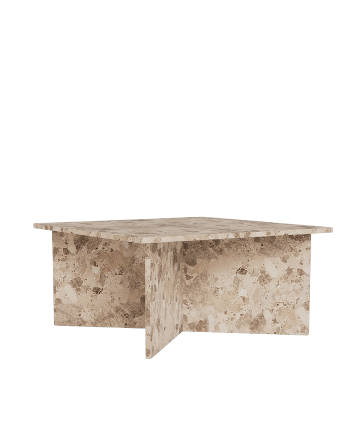 Lattefarvet marmor sofabord, firkantet 90x90cm