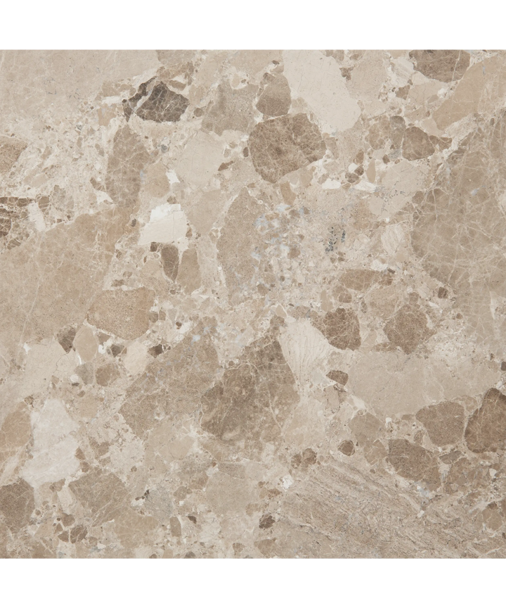 Lattefarvet marmor sofabord, firkantet 90x90cm