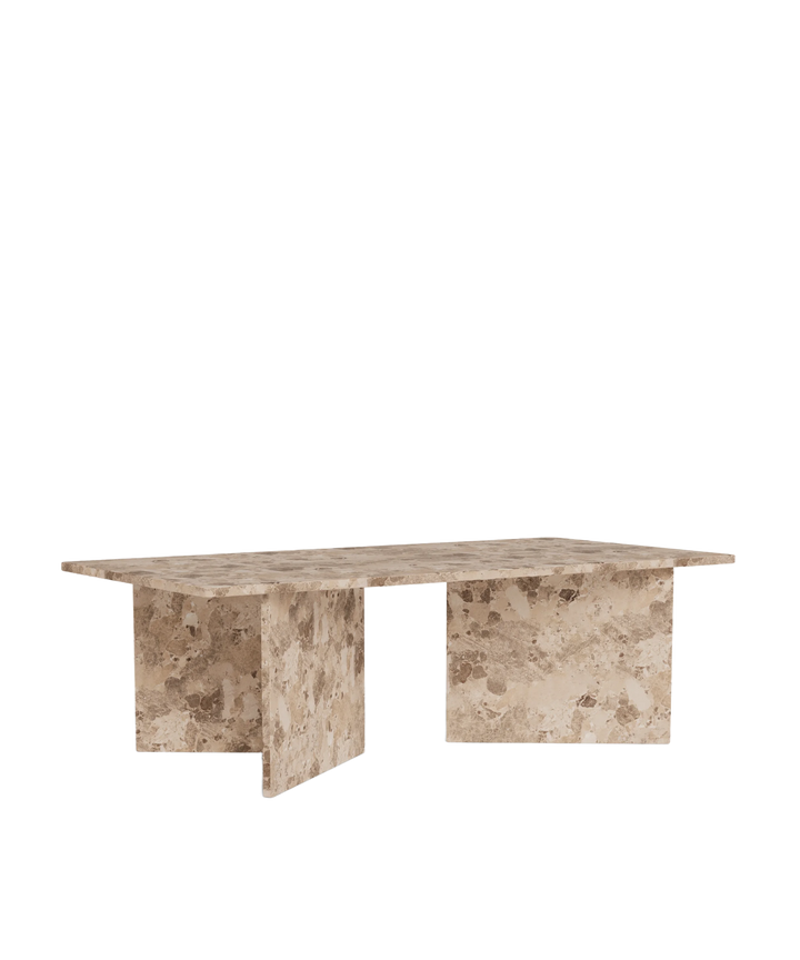 Lattefarvet marmor sofabord, rektangulært 140x70cm