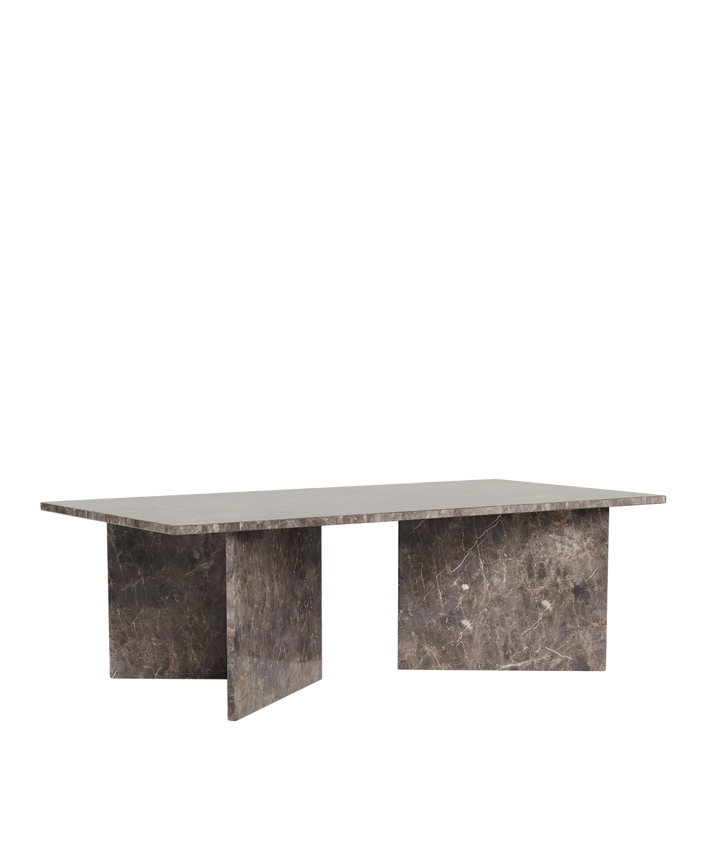 Mørkebrunt marmor sofabord, rektangulært 140x70cm