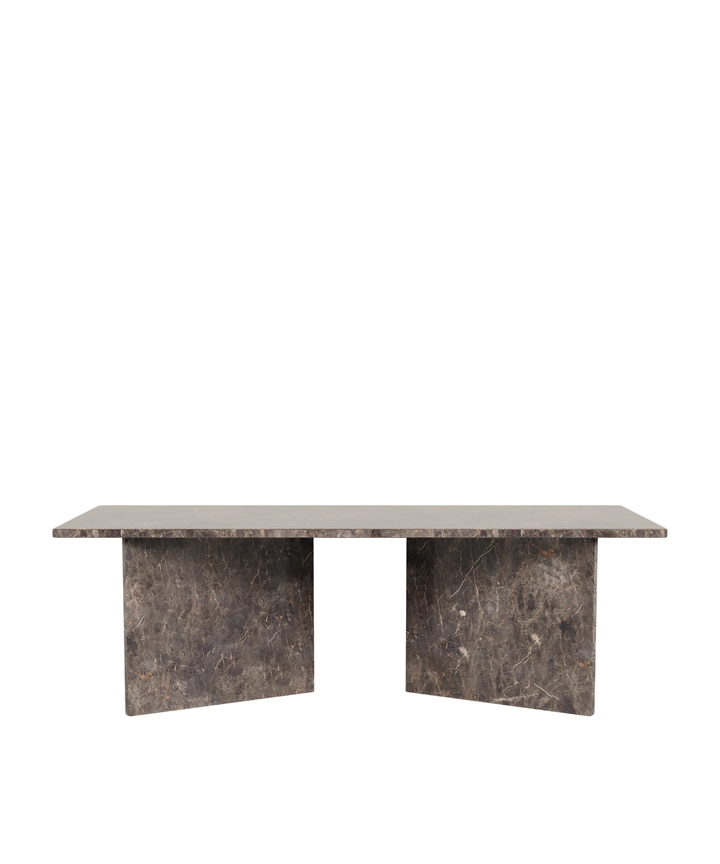 Mørkebrunt marmor sofabord, rektangulært 140x70cm