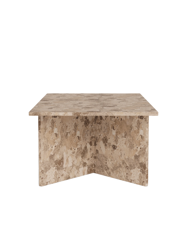 Lattefarvet marmor sofabord, rektangulært 140x70cm