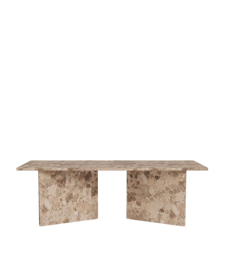 Lattefarvet marmor sofabord, rektangulært 140x70cm